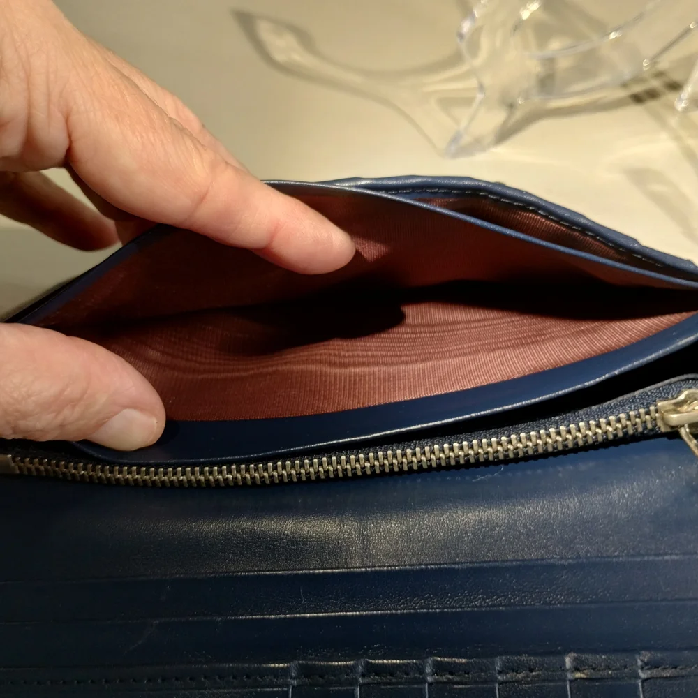 Authentic Blue Bvlgari Unisex Long Leather Wallet Made In Italy with COA